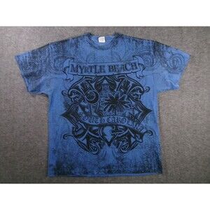 Myrtle Beach Shirt Men Extra Large Blue South Carolina Gothic Streetwear Y2K AOP